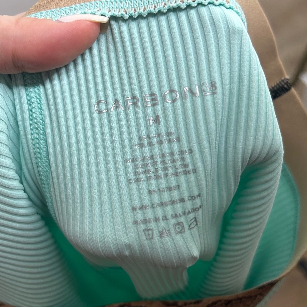 NWT Carbon38 Teal Aqua Ribbed High Rise Legging M - Picture 8 of 8